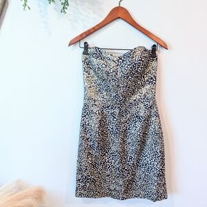 Milly Strapless Blue and Gold Metallic Dress Sz 2